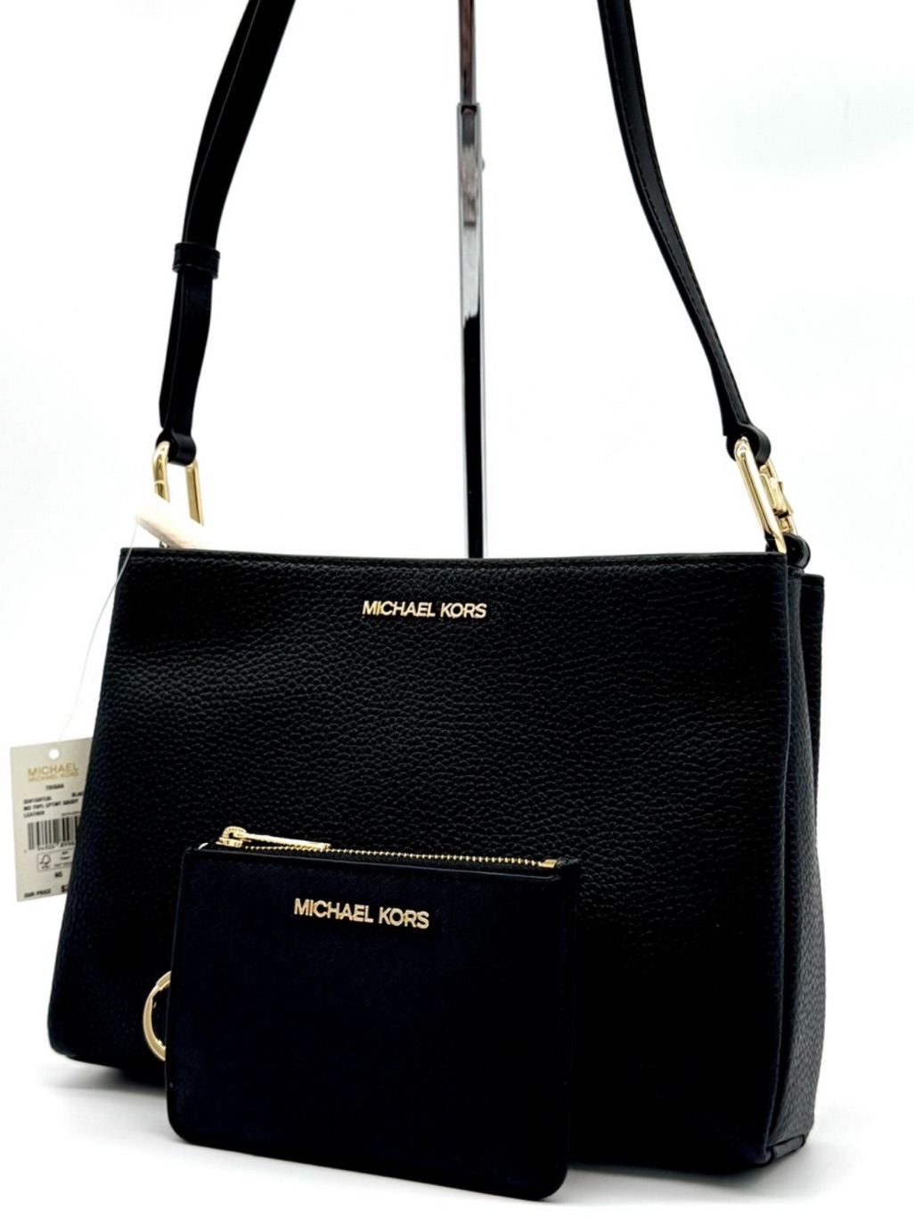 Michael Kors Trisha Medium Pebbled Leather Crossbody Bag W Matching Tz Coinpouch